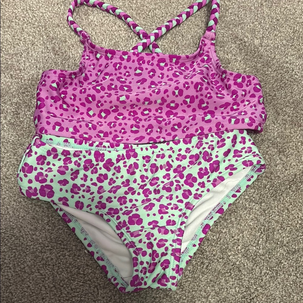Cat & Jack Pink and Green Leopard Print Bikini